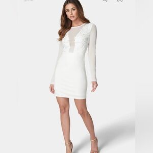 NWT BEBE MESH & LACE ILLUSION DRESS